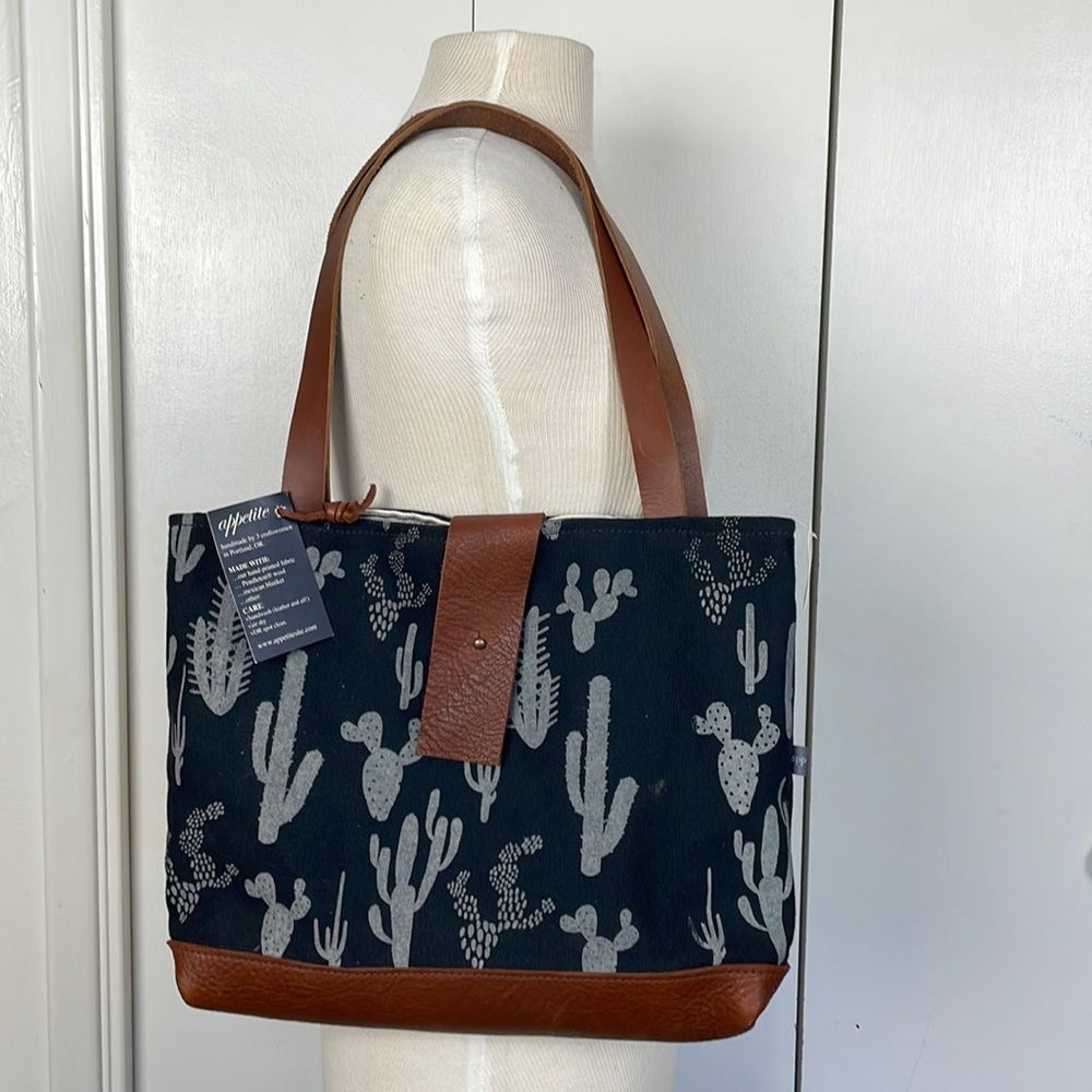 NWT small cactus tote Handprinted.